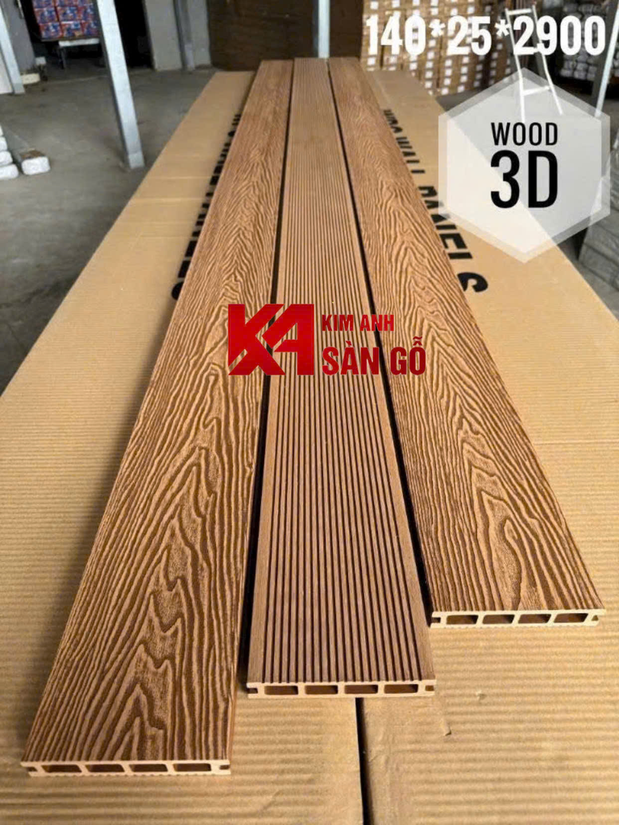 Sàn Gỗ Nhựa Lỗ Vuông 3D HK-06 25mm